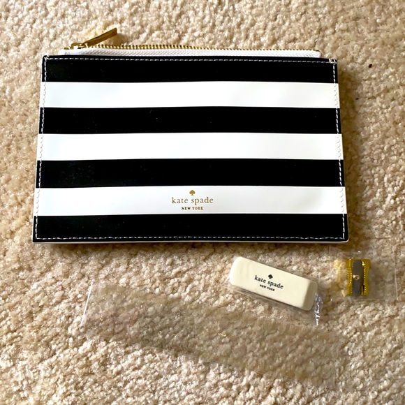 Kate Spade Pencil case with ruler, pencil sharpener, and eraser
